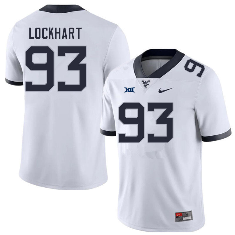 Men #93 Mike Lockhart West Virginia Mountaineers College Football Jerseys Sale-White